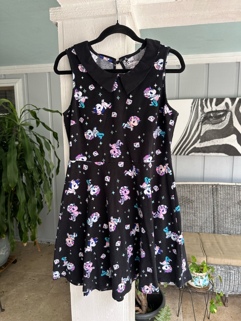 Tokidoki Mermicorno & Unicorno Skater Dress in Black size XL Juniors
